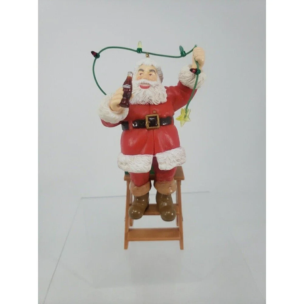 Coca Cola Trim A Tree Collection 1965 Santa Decorating Lights Ornament 1993 VTG